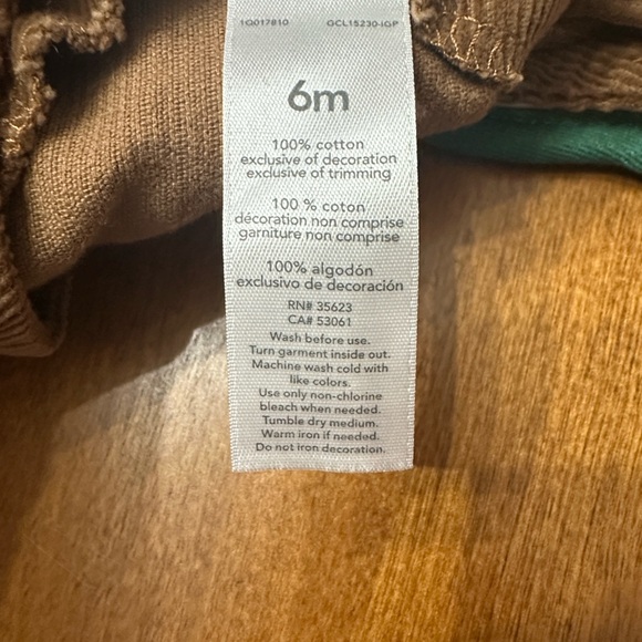 Carter's Overalls Corderoy Brown Embroidered Moose Baby 6 M - Picture 12 of 12